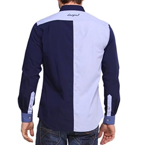 Desigual Button Down Shirt in Cucumis Blue - Picture 2 of 13